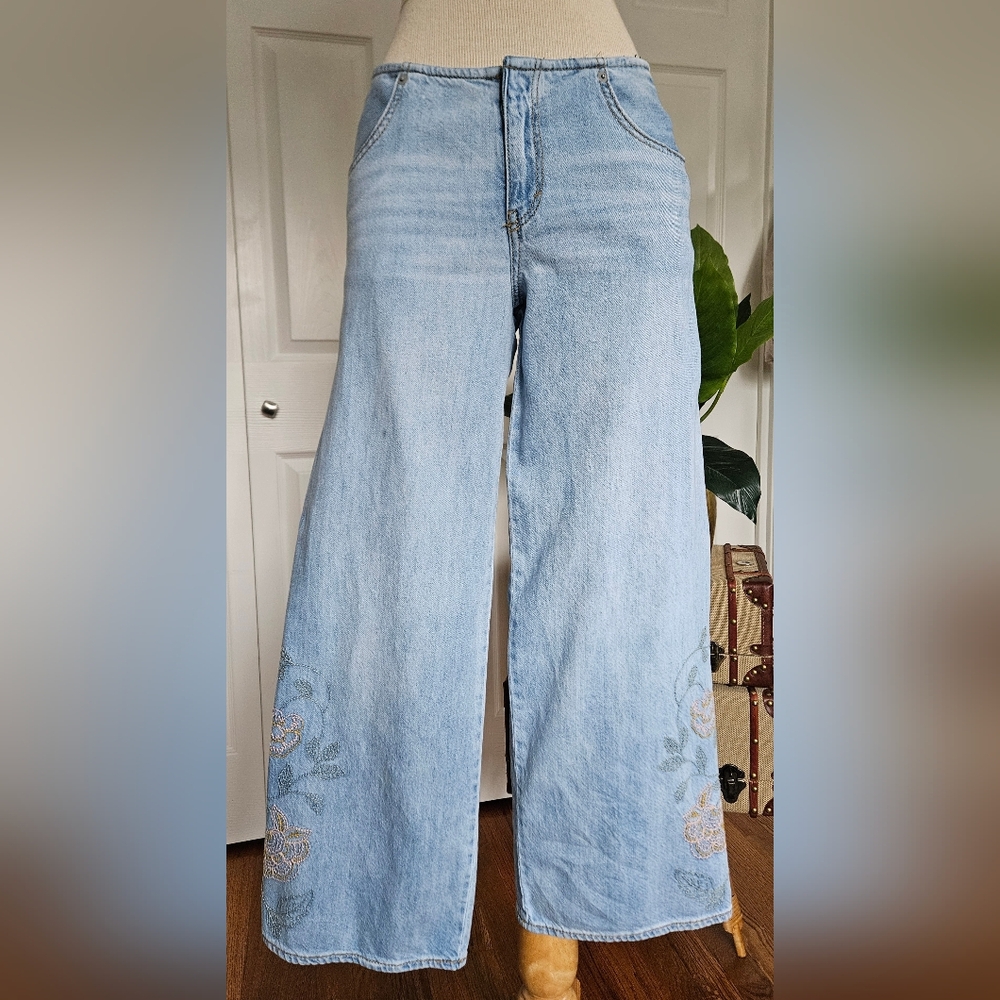 Levi's VTG Vibe Floral Embroidered Wide Leg Baggy Denim Jeans Kidcore Boho 14G